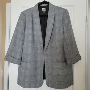 Anne Klein Gray Plaid Blazer